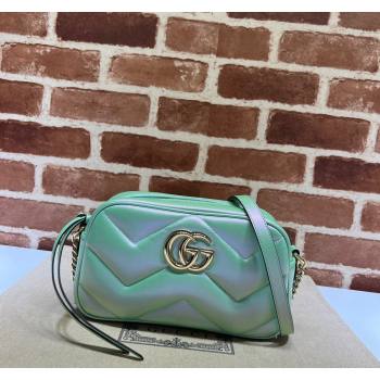 Gucci GG Marmont Small Shoulder Bag in Iridescent Chevron Leather 447632 Green 2024 (DLH-240219016)