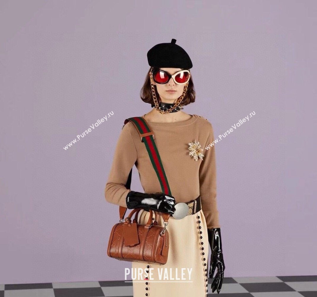 Gucci Jumbo GG Perforated Leather Mini Duffle bag 725292 Brown 2024 (DLH-240219021)