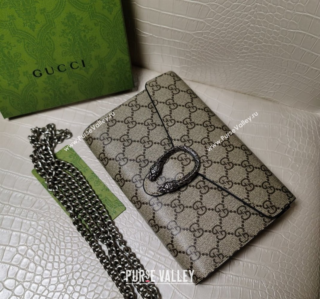 Gucci Dionysus GG Canvas Chain Wallet 401231 Beige 2024 (DLH-240219002)