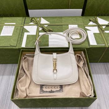 Gucci Jackie 1961 Shiny Leather Mini Hobo Bag 637091 White 2024 (DLH-240219025)