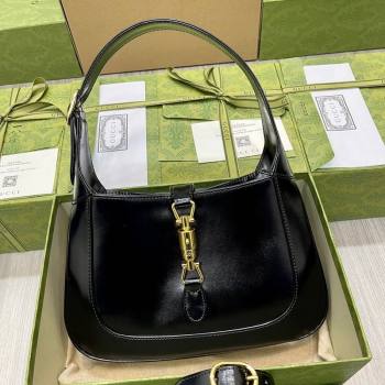 Gucci Jackie 1961 Shiny Leather Small Hobo Bag ‎636709 Black 2024 (DLH-240219027)