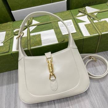 Gucci Jackie 1961 Shiny Leather Small Hobo Bag ‎636709 White 2024 (DLH-240219028)