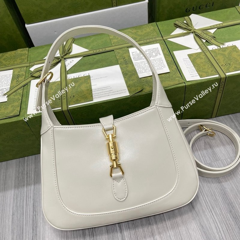 Gucci Jackie 1961 Shiny Leather Small Hobo Bag ‎636709 White 2024 (DLH-240219028)