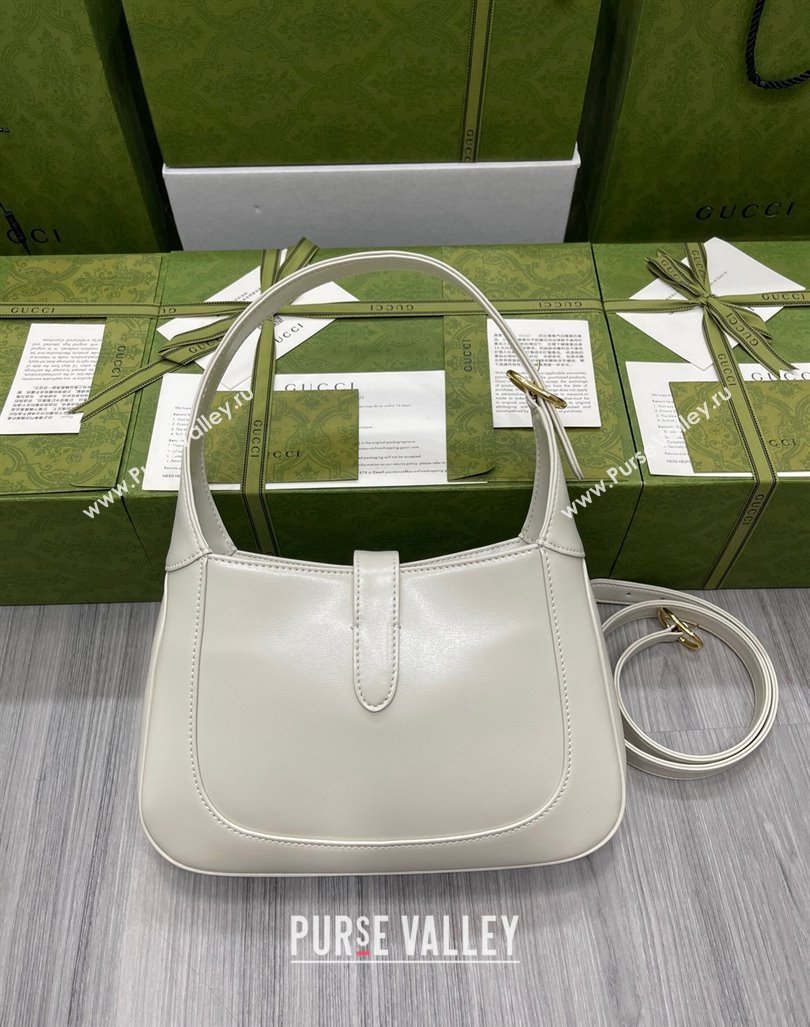 Gucci Jackie 1961 Shiny Leather Small Hobo Bag ‎636709 White 2024 (DLH-240219028)