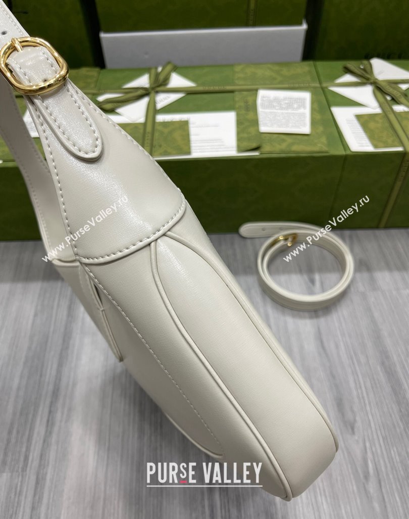 Gucci Jackie 1961 Shiny Leather Small Hobo Bag ‎636709 White 2024 (DLH-240219028)