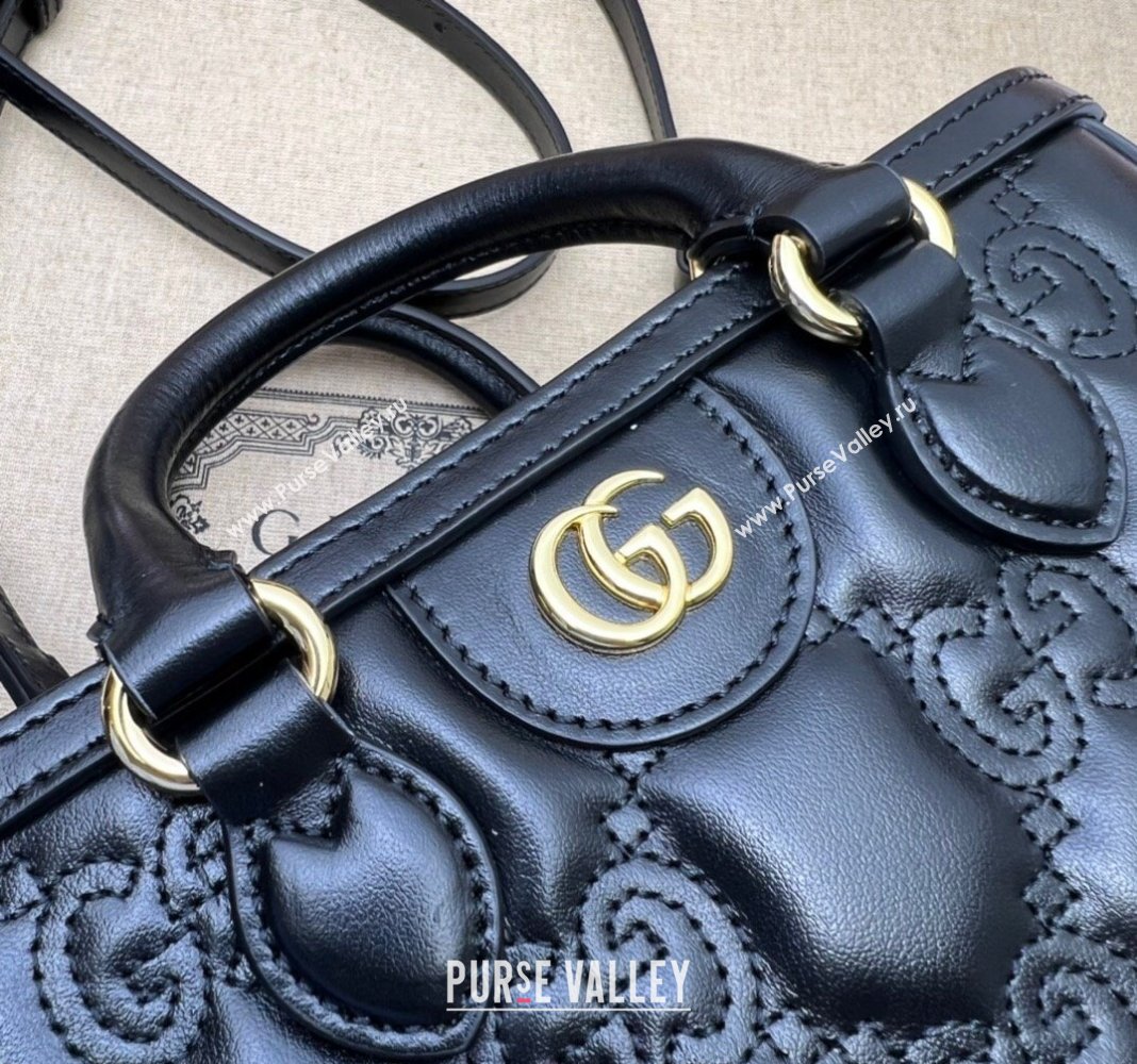 Gucci GG Matelasse Leather Mini Top Handle bag 728309 Black 2023 (DLH-240219036)