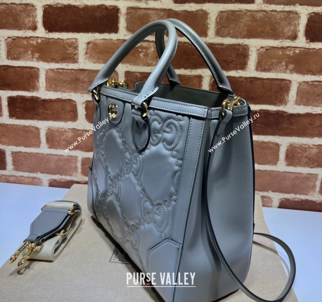 Gucci GG Matelasse Leather Tote bag 728236 Grey 2023 (DLH-240219039)