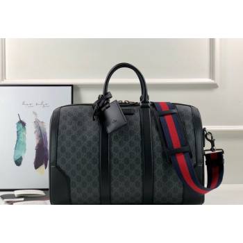 Gucci Mens Medium GG Black Canvas Carry-on Duffle Bag 474131 2024 (DLH-240219005)