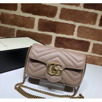 Gucci GG Marmont Matelasse Leather Super Mini Bag ‎476433 Dark Nude 2024 (DLH-240219007)