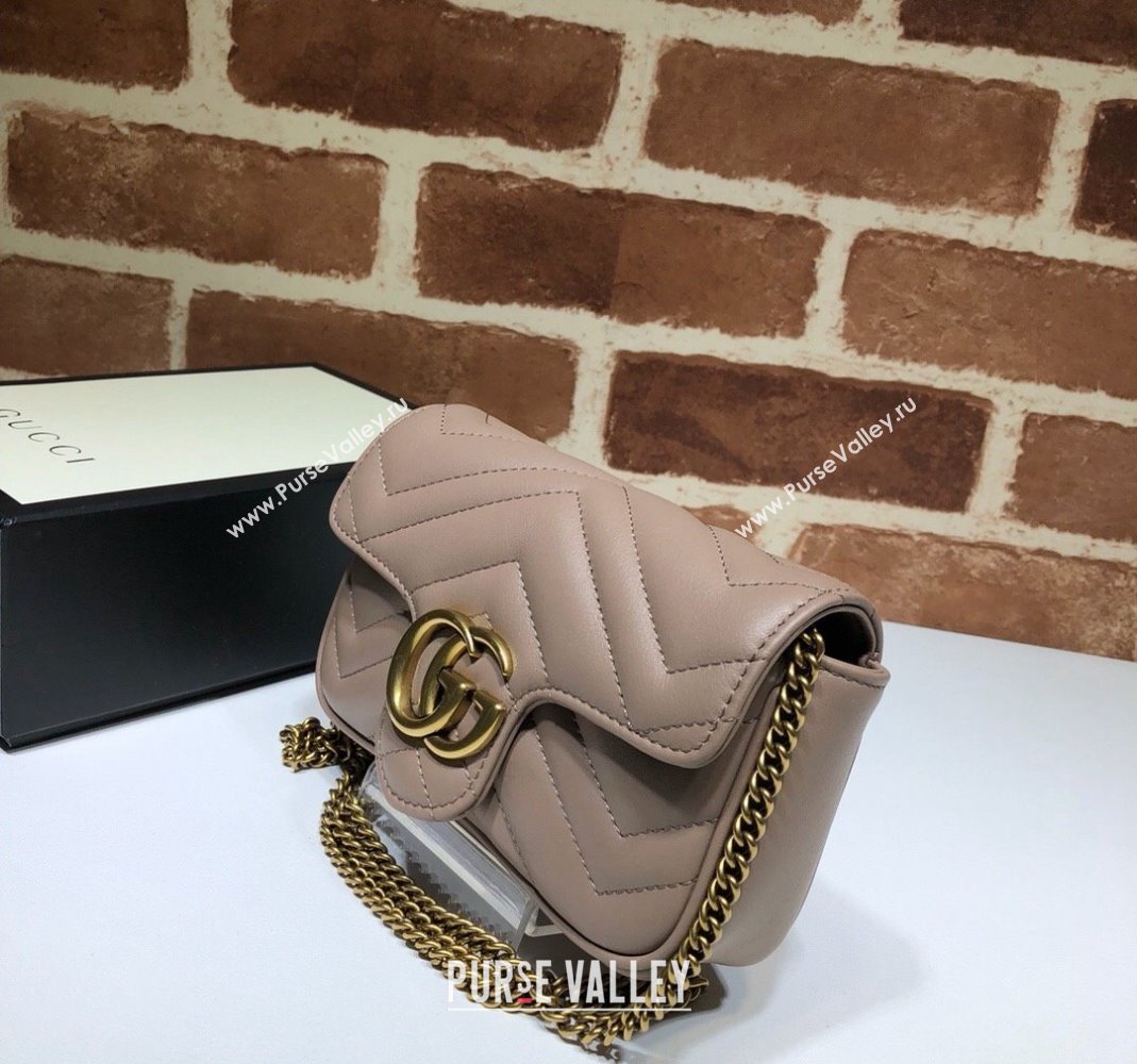 Gucci GG Marmont Matelasse Leather Super Mini Bag ‎476433 Dark Nude 2024 (DLH-240219007)