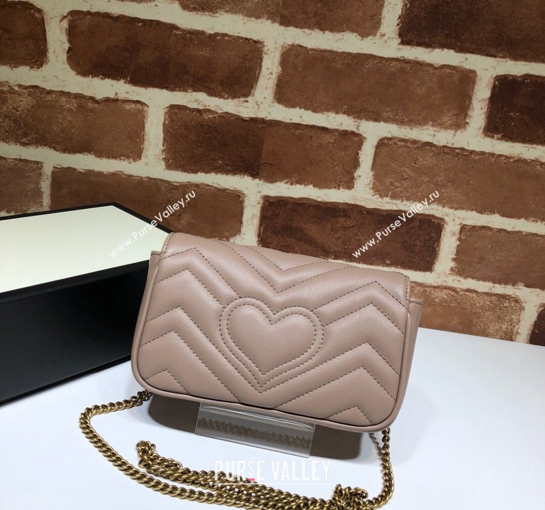 Gucci GG Marmont Matelasse Leather Super Mini Bag ‎476433 Dark Nude 2024 (DLH-240219007)