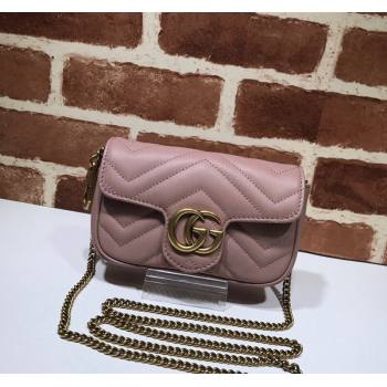 Gucci GG Marmont Matelasse Leather Super Mini Bag ‎476433 Dusty Pink 2024 (DLH-240219008)