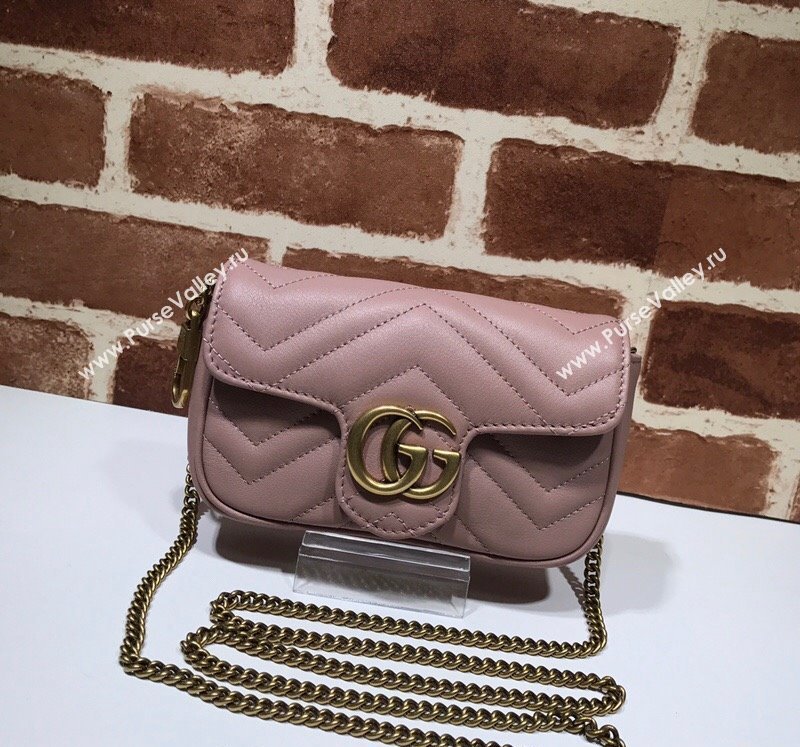 Gucci GG Marmont Matelasse Leather Super Mini Bag ‎476433 Dusty Pink 2024 (DLH-240219008)