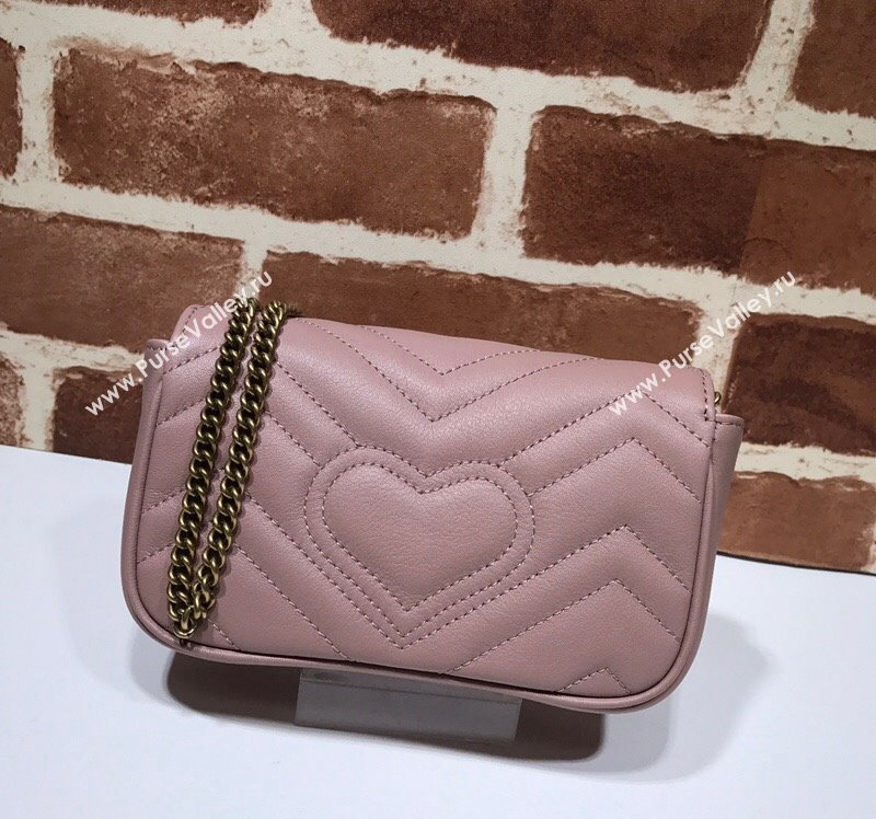 Gucci GG Marmont Matelasse Leather Super Mini Bag ‎476433 Dusty Pink 2024 (DLH-240219008)