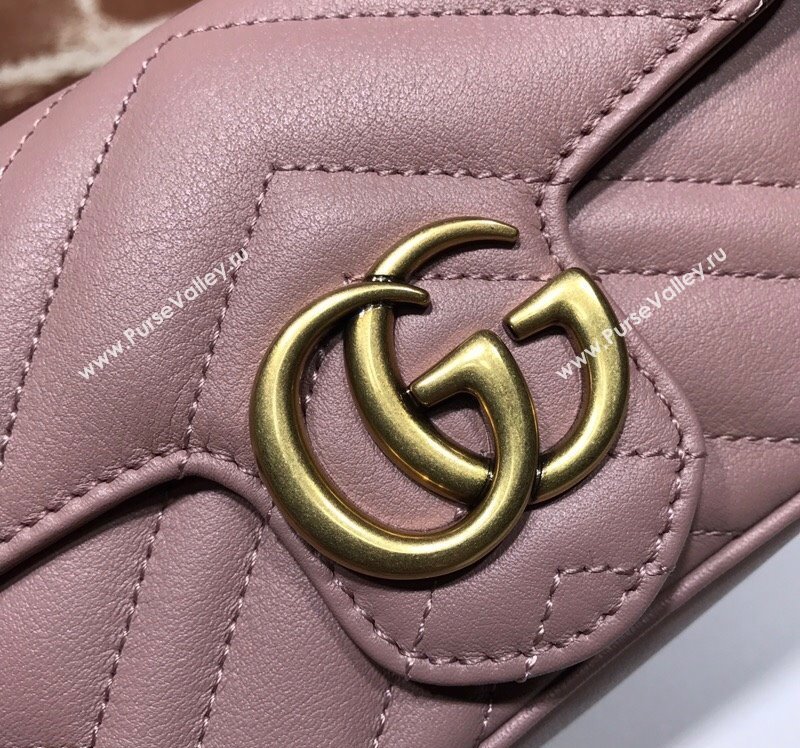 Gucci GG Marmont Matelasse Leather Super Mini Bag ‎476433 Dusty Pink 2024 (DLH-240219008)