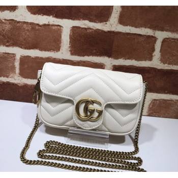 Gucci GG Marmont Matelasse Leather Super Mini Bag ‎476433 White 2024 (DLH-240219010)