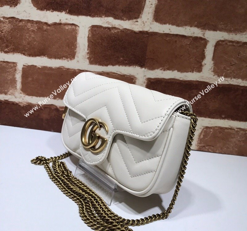 Gucci GG Marmont Matelasse Leather Super Mini Bag ‎476433 White 2024 (DLH-240219010)