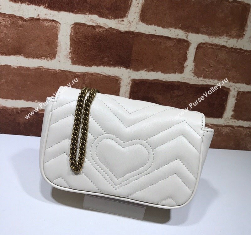 Gucci GG Marmont Matelasse Leather Super Mini Bag ‎476433 White 2024 (DLH-240219010)