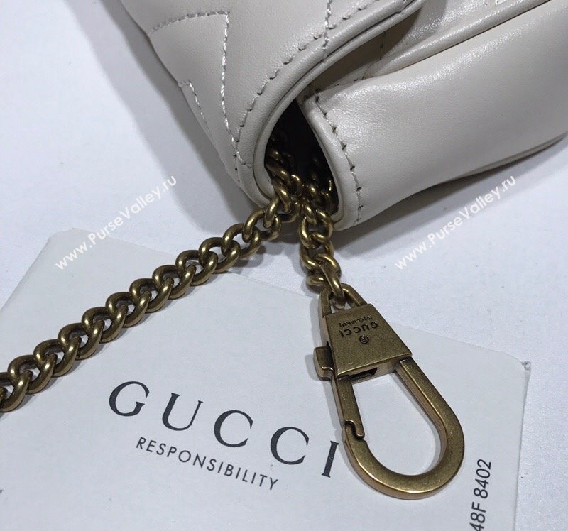 Gucci GG Marmont Matelasse Leather Super Mini Bag ‎476433 White 2024 (DLH-240219010)