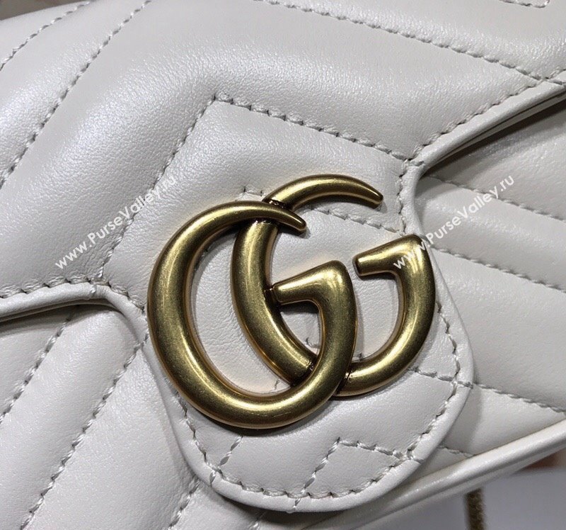 Gucci GG Marmont Matelasse Leather Super Mini Bag ‎476433 White 2024 (DLH-240219010)