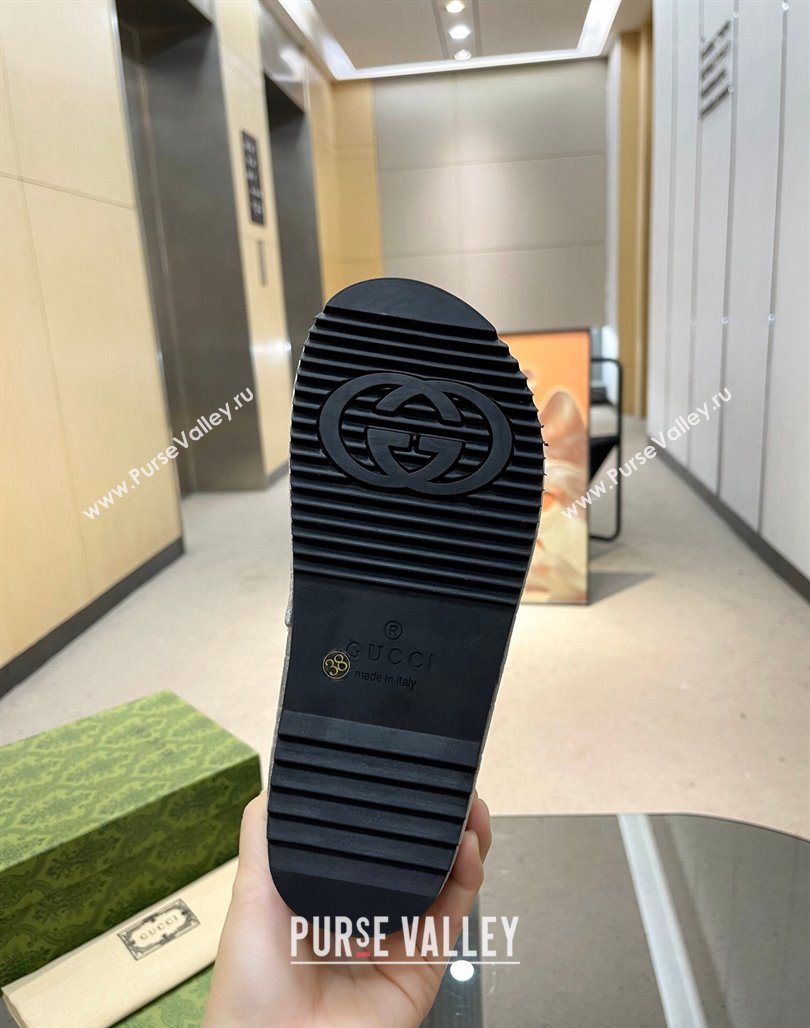 Gucci GG Velvet Platform Slide Sandal 5.5cm Grey 2024 0316 (MD-240316016)
