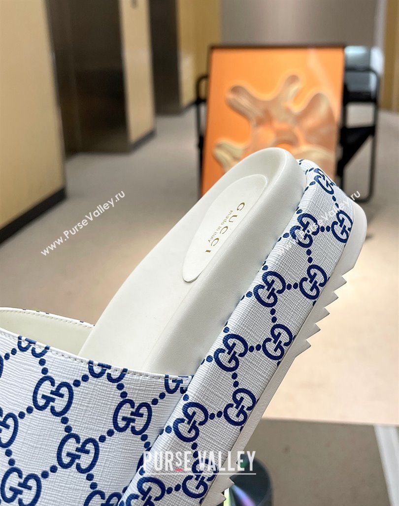 Gucci GG Platform Slide Sandal 5.5cm White/Blue 2024 0316 (MD-240316019)