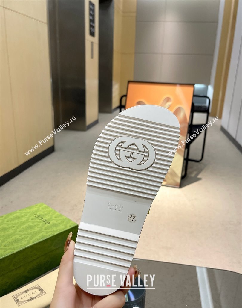 Gucci Animal Print GG Canavs Platform Slide Sandal 5.5cm White 2024 0316 (MD-240316020)