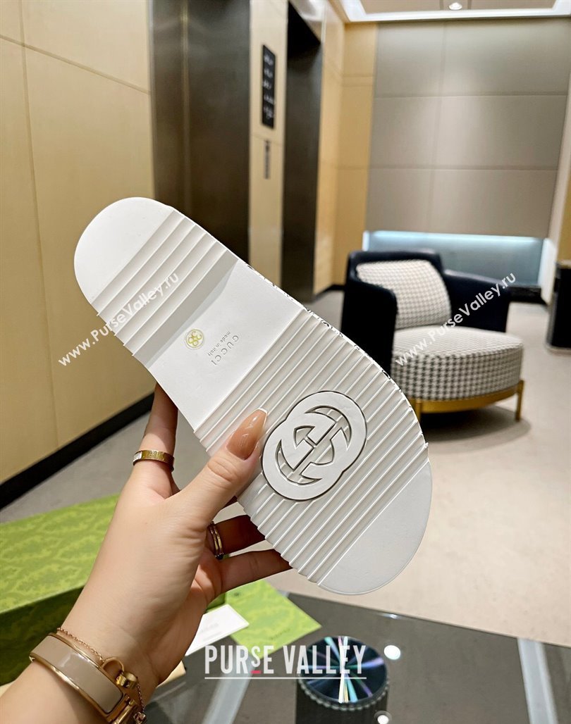 Gucci Animal Print Platform Slide Sandal 5.5cm White/Black/Red 2024 0316 (MD-240316022)