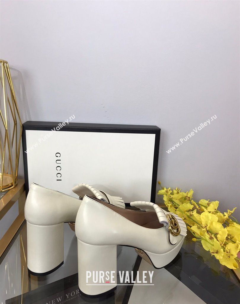 Gucci Leather Fringe Platform Pumps 8.5cm White 2024 0319 (SS-240319021)