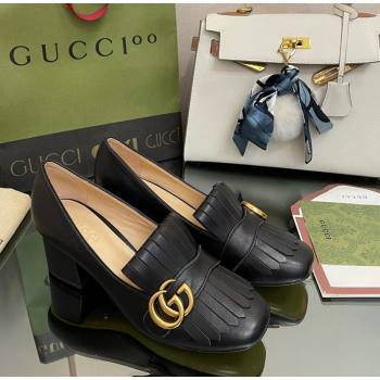 Gucci Leather Fringe Pumps 5cm Black 2024 031902 (SS-240319024)