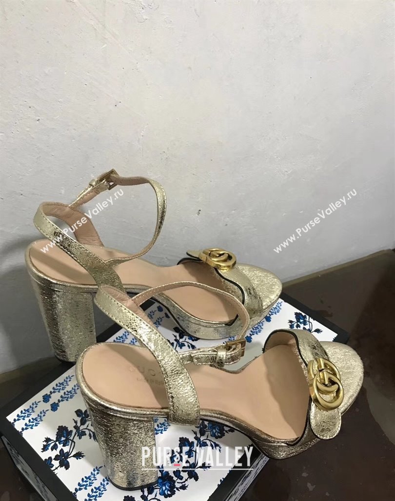 Gucci Leather Wave Platform Sandals 10.5cm Gold 2024 0319 (SS-240319034)