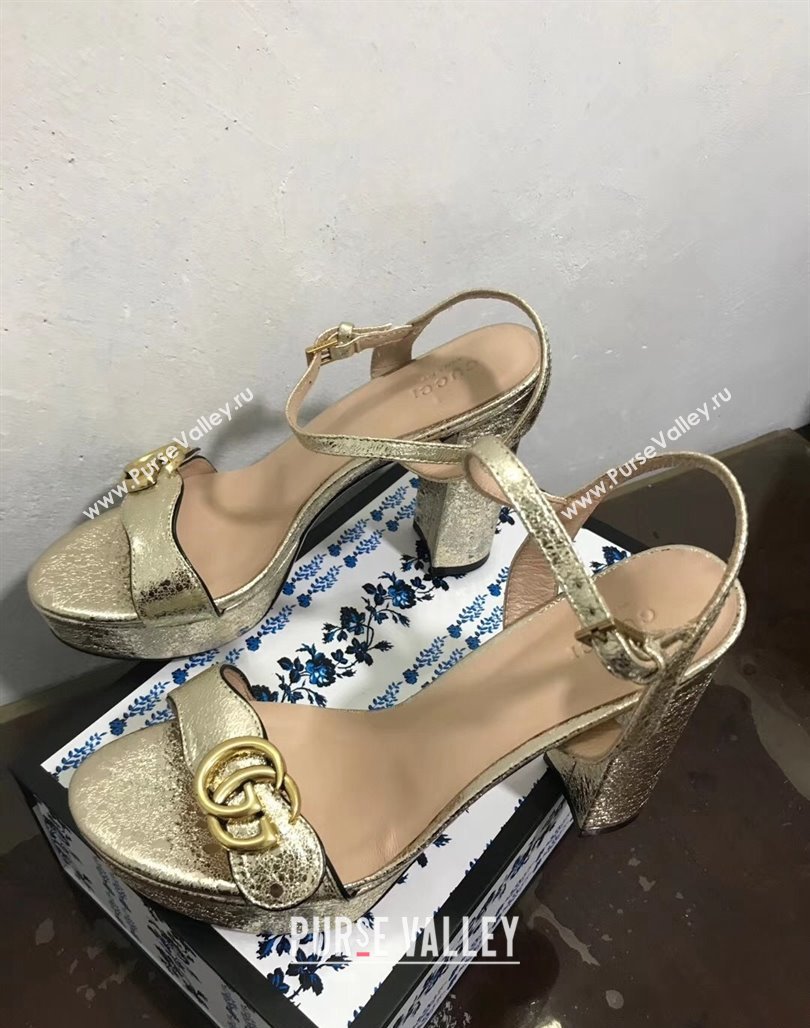 Gucci Leather Wave Platform Sandals 10.5cm Gold 2024 0319 (SS-240319034)