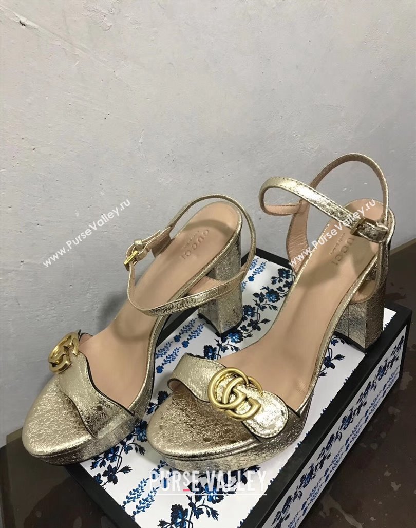 Gucci Leather Wave Platform Sandals 10.5cm Gold 2024 0319 (SS-240319034)