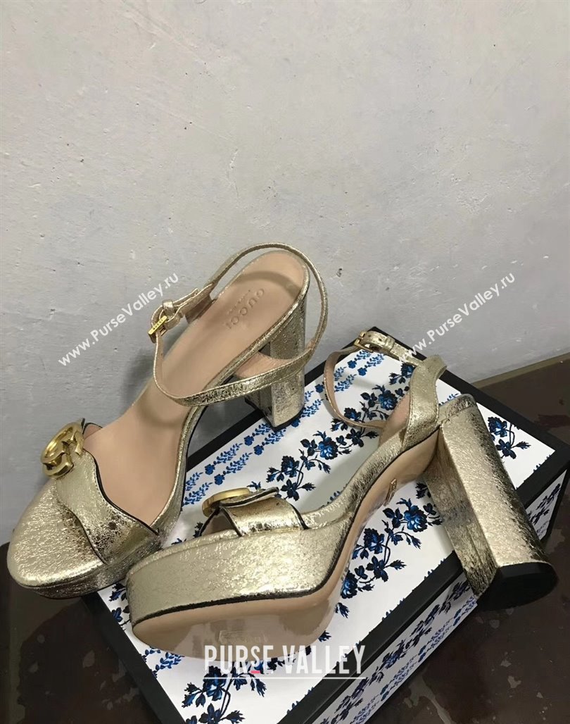 Gucci Leather Wave Platform Sandals 10.5cm Gold 2024 0319 (SS-240319034)