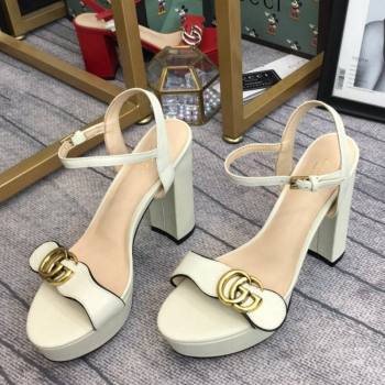 Gucci Leather Wave Platform Sandals 10.5cm White 2024 0319 (SS-240319035)