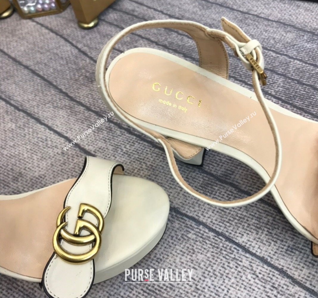 Gucci Leather Wave Platform Sandals 10.5cm White 2024 0319 (SS-240319035)