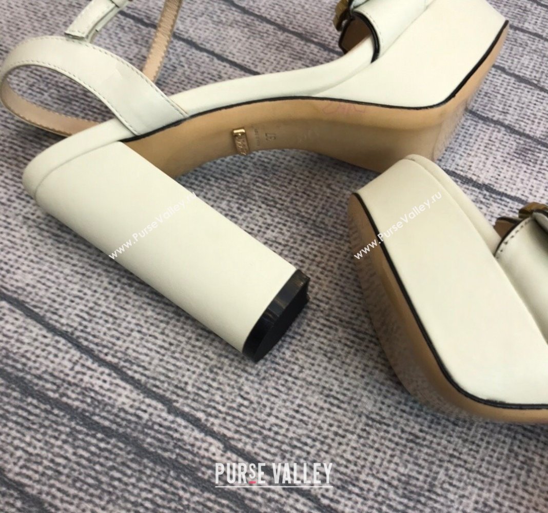 Gucci Leather Wave Platform Sandals 10.5cm White 2024 0319 (SS-240319035)