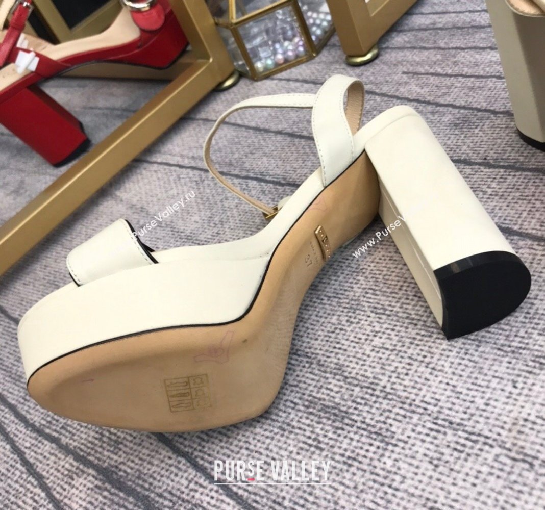 Gucci Leather Wave Platform Sandals 10.5cm White 2024 0319 (SS-240319035)