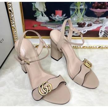 Gucci Leather Wave Heel Sandals 10cm Nude 2024 0319 (SS-240319037)