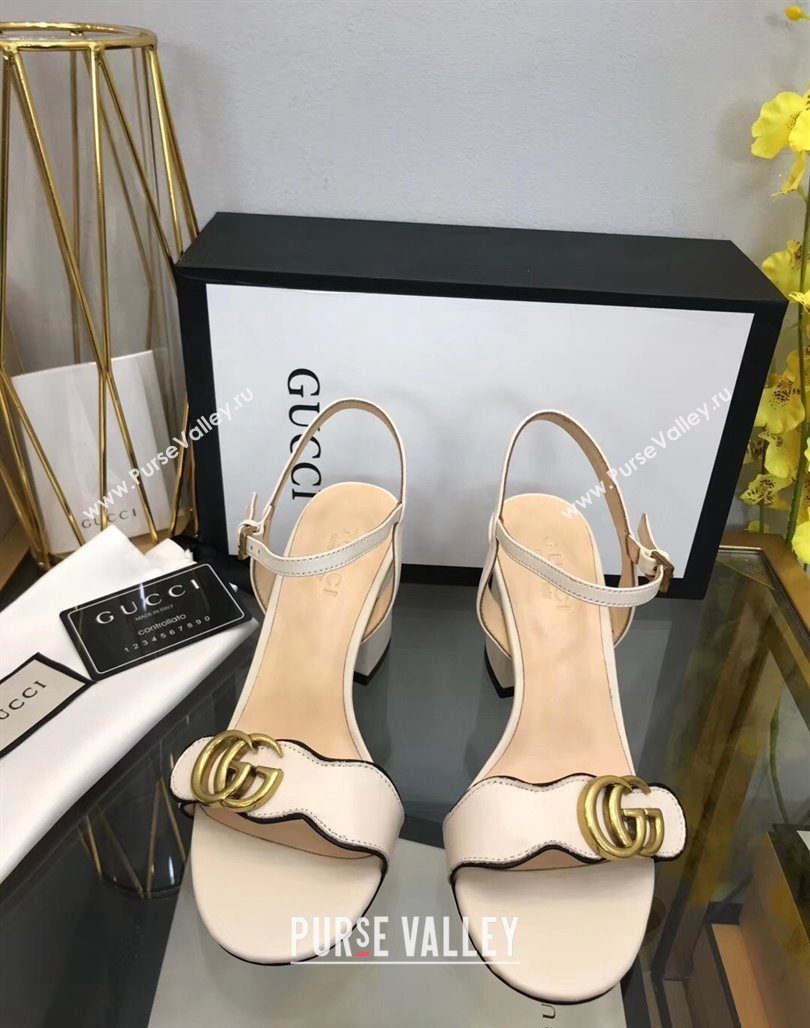 Gucci Leather Wave Heel Sandals 7.5cm White 2024 0319 (SS-240319040)