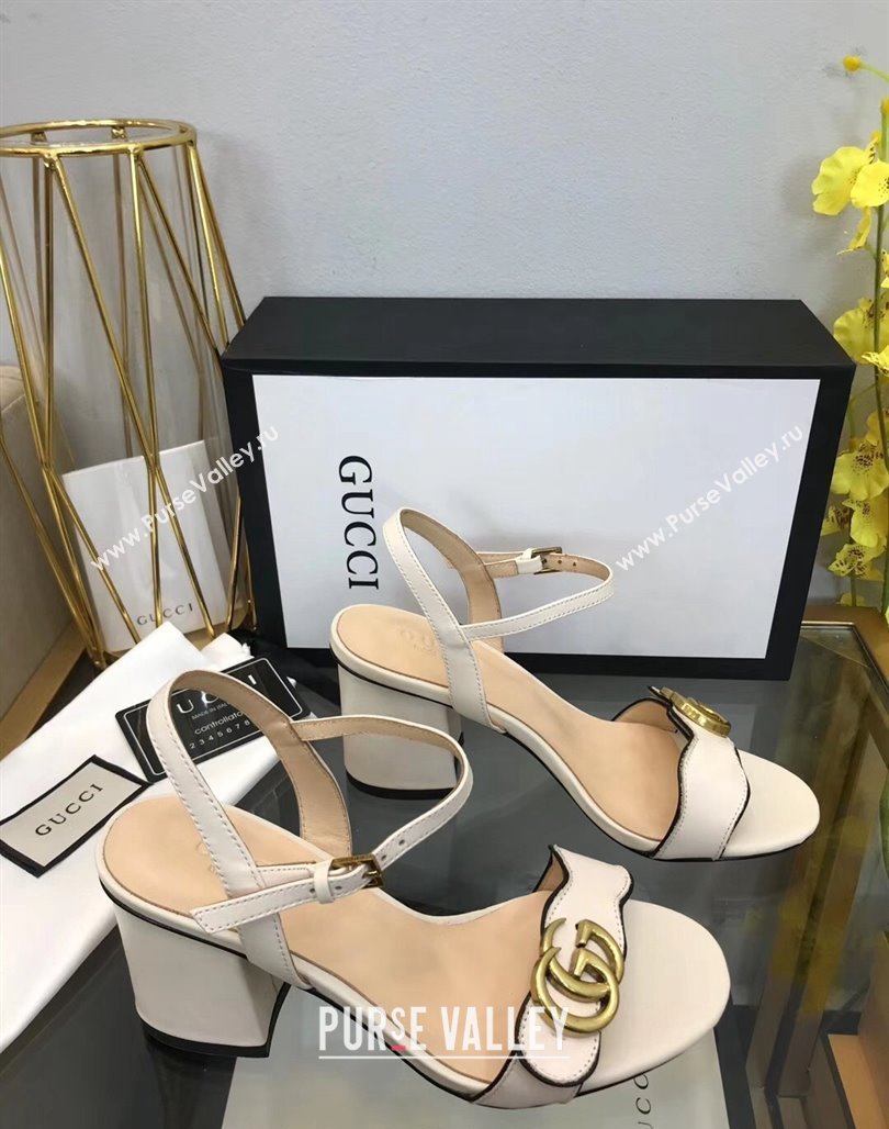 Gucci Leather Wave Heel Sandals 7.5cm White 2024 0319 (SS-240319040)