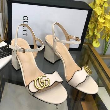 Gucci Leather Wave Heel Sandals 7.5cm White 2024 0319 (SS-240319040)