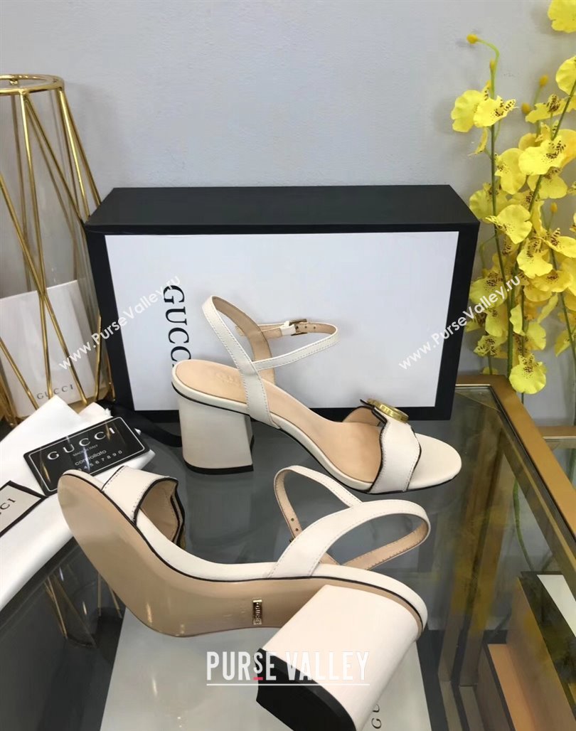 Gucci Leather Wave Heel Sandals 7.5cm White 2024 0319 (SS-240319040)