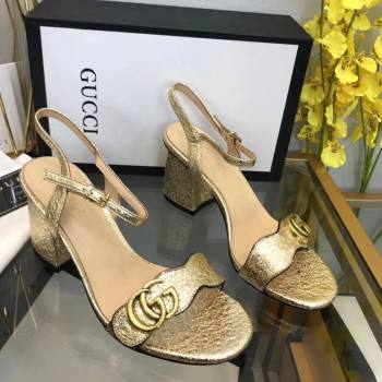 Gucci Leather Wave Heel Sandals 7.5cm Gold 2024 0319 (SS-240319042)