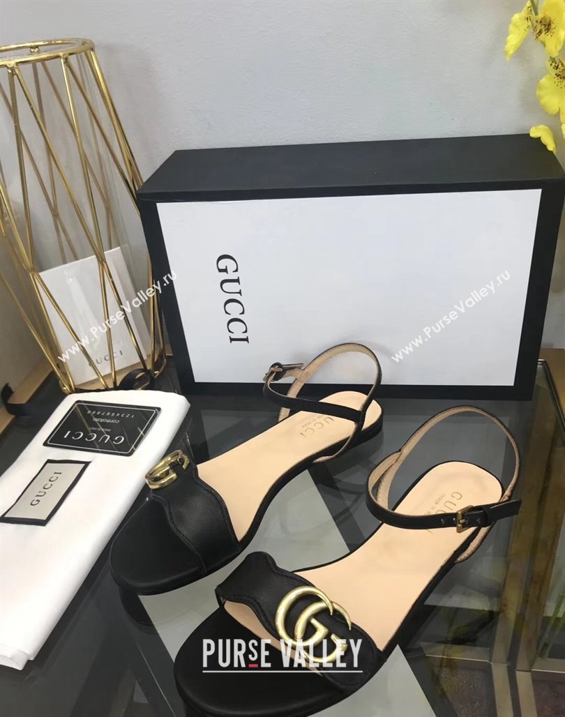 Gucci Leather Wave Flat Sandals Black 2024 0319 (SS-240319043)