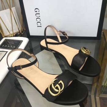 Gucci Leather Wave Flat Sandals Black 2024 0319 (SS-240319043)