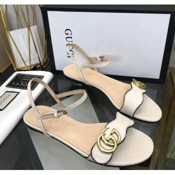 Gucci Leather Wave Flat Sandals White 2024 0319 (SS-240319044)