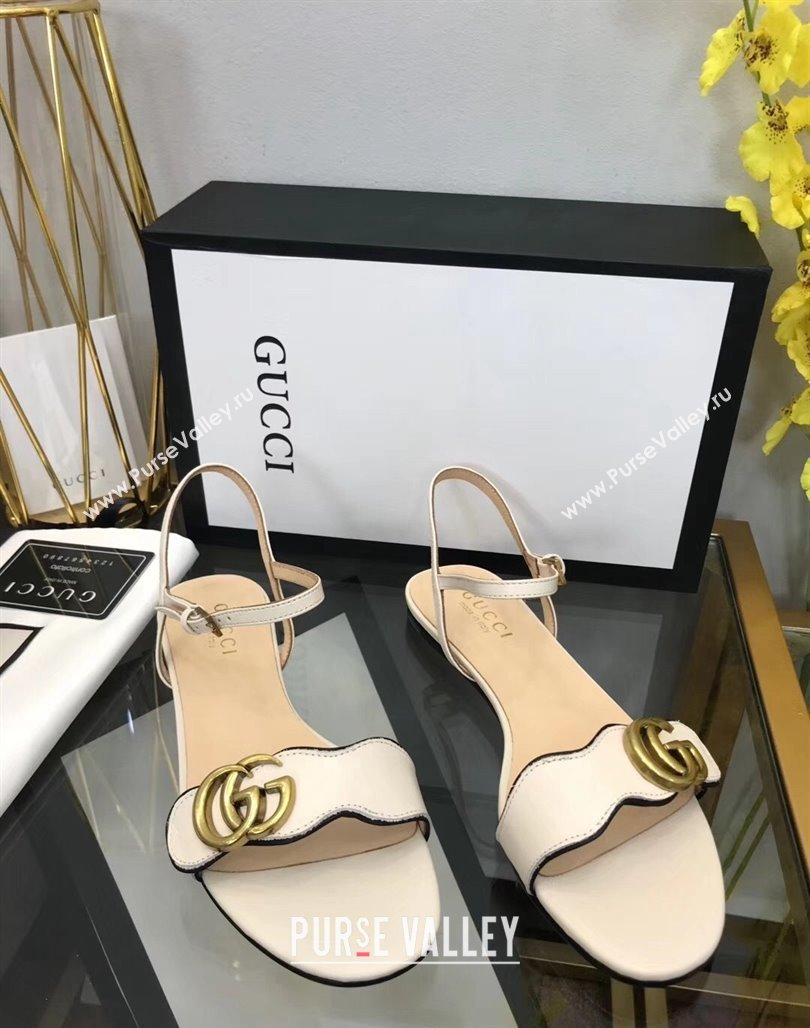 Gucci Leather Wave Flat Sandals White 2024 0319 (SS-240319044)