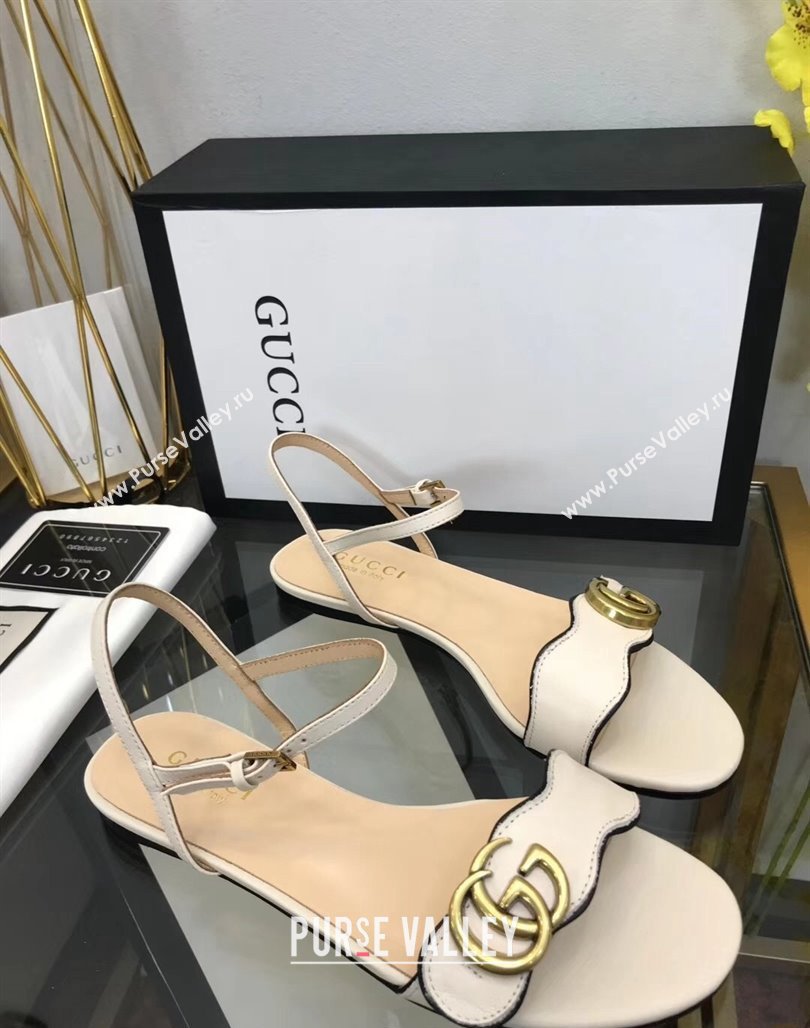 Gucci Leather Wave Flat Sandals White 2024 0319 (SS-240319044)