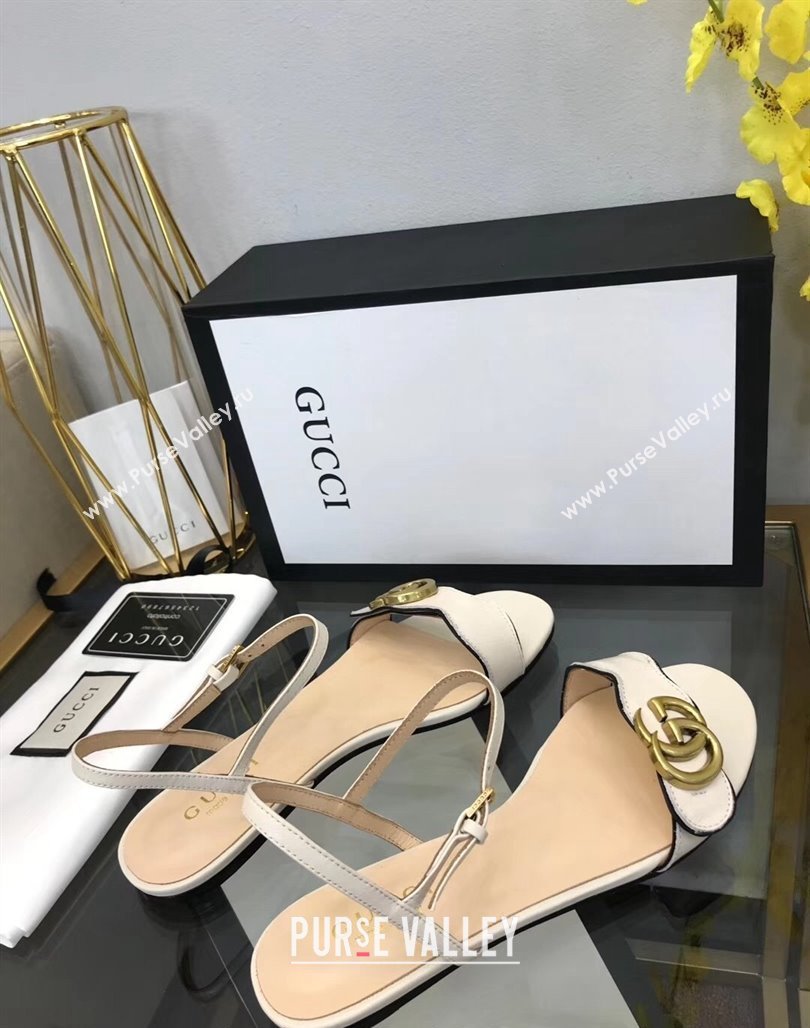 Gucci Leather Wave Flat Sandals White 2024 0319 (SS-240319044)